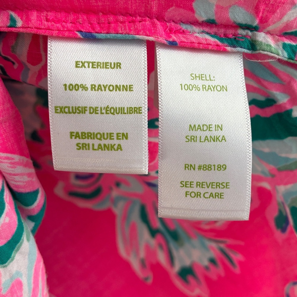 Lilly Pulitzer Top Womens XS Pink Toucan Tropical Sleeveless Beach Colorful - Picture 3 of 7
